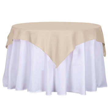 Polyester 54"x54" Table Overlay Square Tablecloth Nude - Wrinkle-Resistant & Durable Table Cover