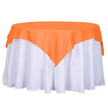 54"x54" Orange Square Seamless Polyester Table Overlay