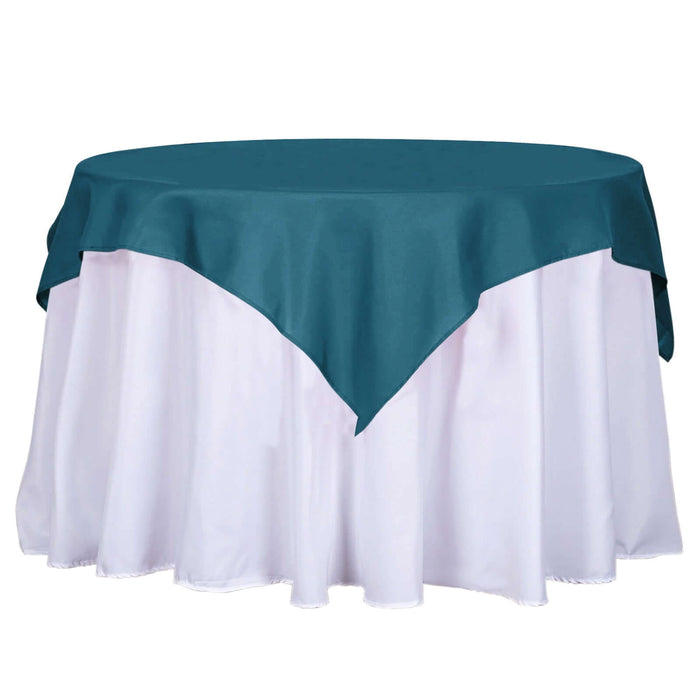 54inch Peacock Teal Polyester Square Table Overlay