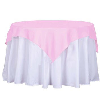 54"x54" Pink Square Seamless Polyester Table Overlay