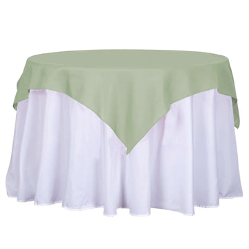 54"x54" Sage Green Square Seamless Polyester Table Overlay, Washable Table Linen