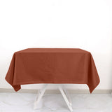 54\" Terracotta (Rust) Square Polyester Table Overlay, Reusable Linen