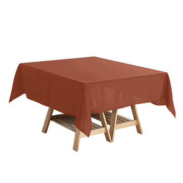 Polyester Square 54"x54" Tablecloth Terracotta (Rust) - Wrinkle-Resistant & Durable Table Cover