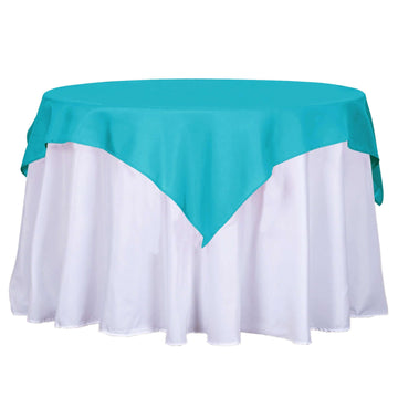 54"x54" Turquoise Square Seamless Polyester Table Overlay