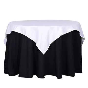 Polyester 54"x54" Table Overlay Square Tablecloth White - Wrinkle-Resistant & Durable Table Cover for Events