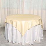 70"x70" Beige Square Polyester Table Overlay