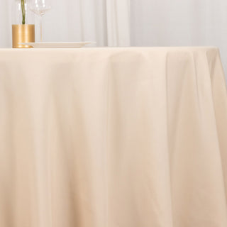 Add Elegance to Your Tables with the Beige Premium Seamless Polyester Square Table Overlay