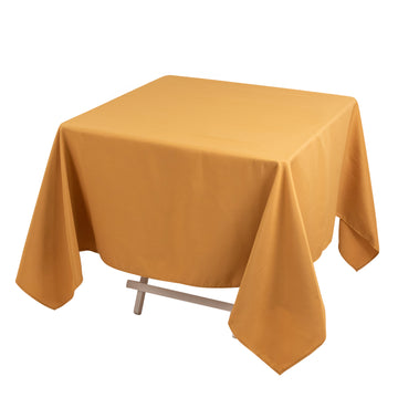 Premium Polyester Square Tablecloth 70"x70" Gold 220GSM Wrinkle-Resistant Table Cover for Stylish Gatherings