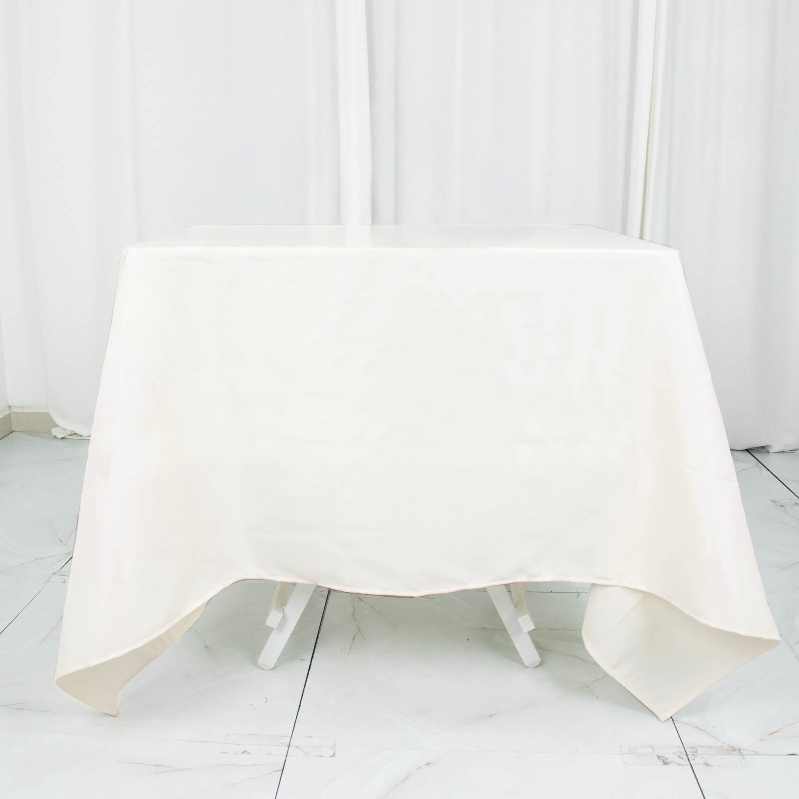 Premium Polyester Square Tablecloth 70"x70" Ivory 220GSM Wrinkle-Resistant Table Cover