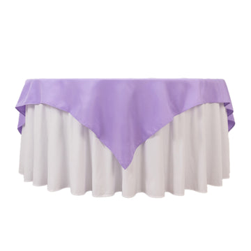 70"x70" Lavender Lilac Premium Seamless Polyester Square Table Overlay - 220GSM