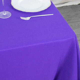 Create Unforgettable Memories with the Purple Premium Seamless Polyester Square Table Overlay