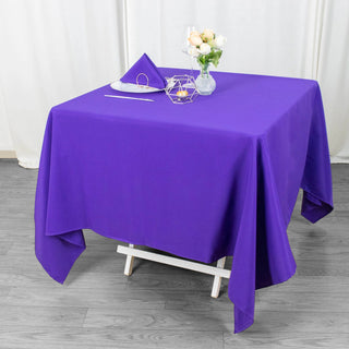 Elevate Your Event with the 70"x70" Purple Premium Seamless Polyester Square Tablecloth