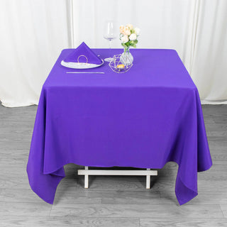 Experience Unmatched Elegance with the 70"x70" Purple Premium Seamless Polyester Square Tablecloth