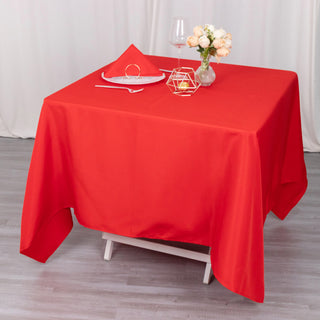 Experience the Luxury of the 70"x70" Red Premium Seamless Polyester Square Tablecloth