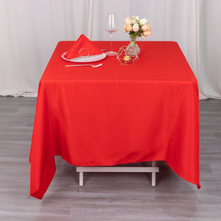 Upgrade Your Event Decor with the 70"x70" Red Premium Seamless Polyester Square Tablecloth
