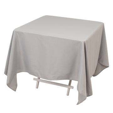 Premium Polyester Square Tablecloth 70"x70" Silver 220GSM Wrinkle-Resistant Table Cover