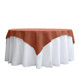 70inch Terracotta (Rust) Square Seamless Polyester Table Overlay, Washable Linen Table Overlay