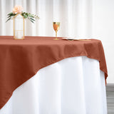 70inch Terracotta (Rust) Square Seamless Polyester Table Overlay, Washable Linen Table Overlay