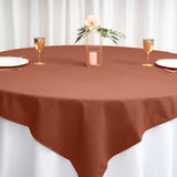 70inch Terracotta (Rust) Square Seamless Polyester Table Overlay, Washable Linen Table Overlay