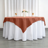 70inch Terracotta (Rust) Square Seamless Polyester Table Overlay, Washable Linen Table Overlay