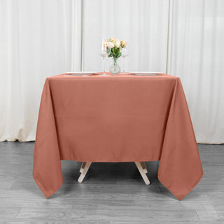 Easy to Clean and Maintain Terracotta (Rust) Tablecloth for Hassle-Free Event Planning