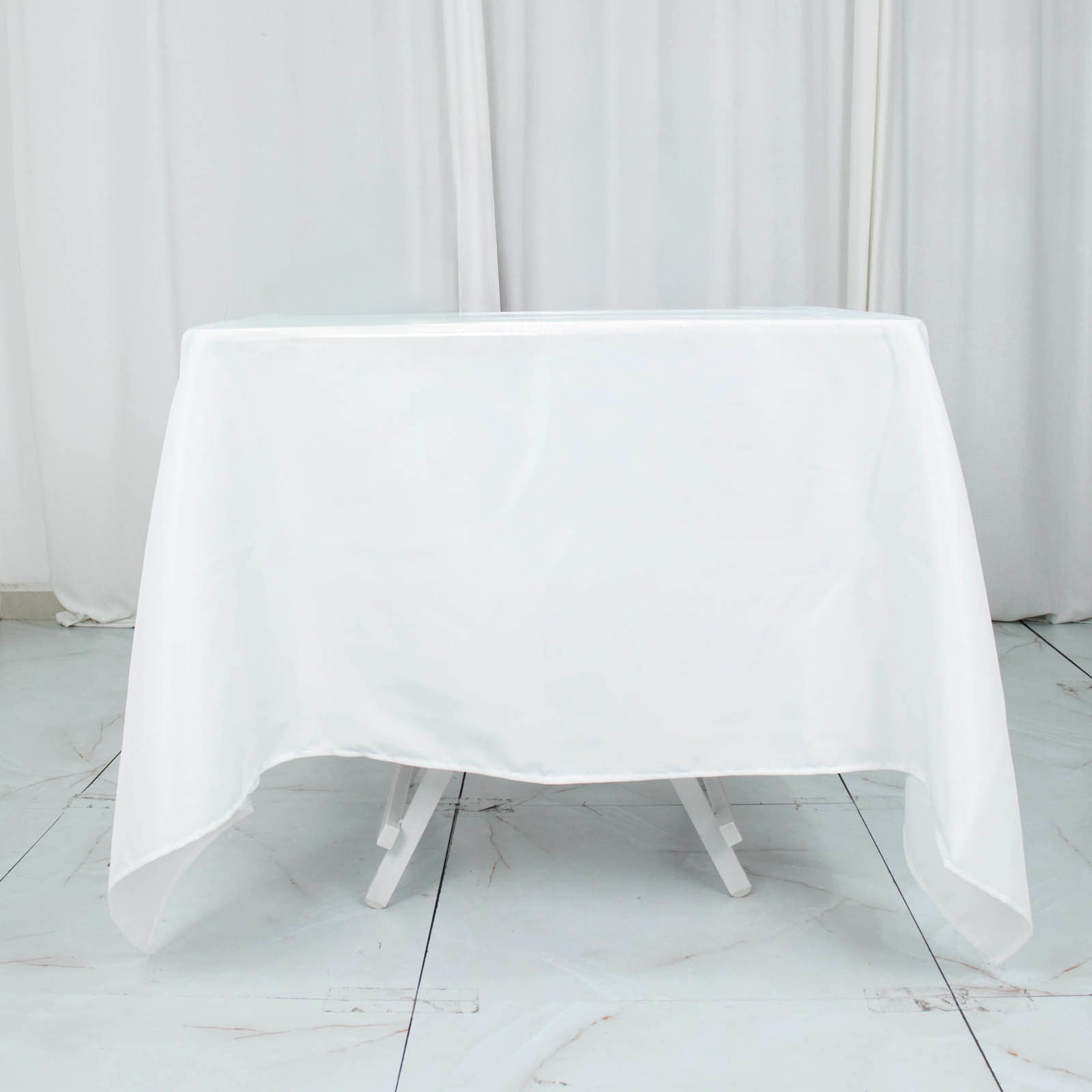 Premium Polyester Square Tablecloth 70"x70" White 220GSM Wrinkle-Resistant Table Cover for Stylish Gatherings