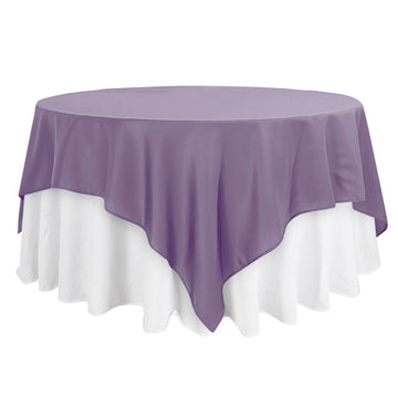 Polyester 90"x90" Table Overlay Square Tablecloth Violet Amethyst - Wrinkle-Resistant & Durable Table Cover