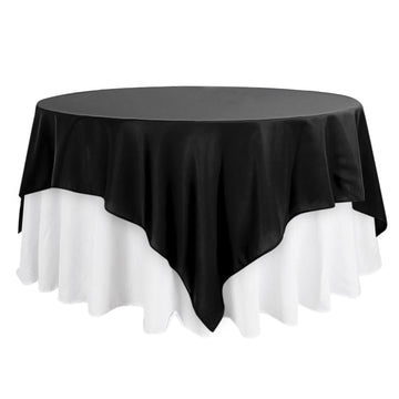 90"x90" Black Seamless Square Polyester Table Overlay