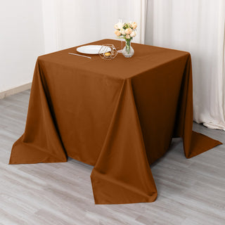 Create a Sophisticated Ambiance with the Cinnamon Brown Polyester Tablecloth