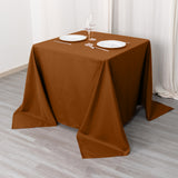 Cinnamon Brown Polyester Square Tablecloth 90x90 Inch
