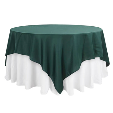 90"x90" Hunter Emerald Green Seamless Square Polyester Table Overlay