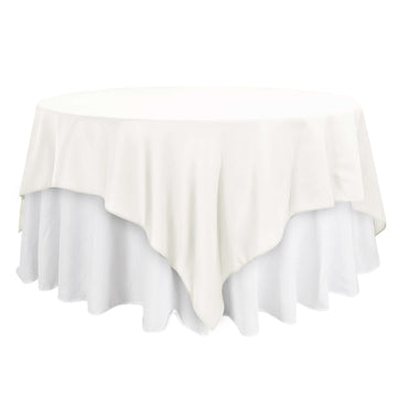 Polyester 90"x90" Table Overlay Square Tablecloth Ivory - Wrinkle-Resistant & Durable Table Cover