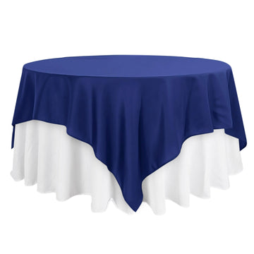 90"x90" Navy Blue Seamless Square Polyester Table Overlay