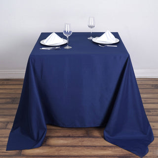 Upgrade Your Event Decor with the Navy Blue Square Seamless Polyester Tablecloth