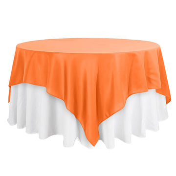 90"x90" Orange Seamless Square Polyester Table Overlay