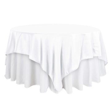 90"x90" White Seamless Square Polyester Table Overlay