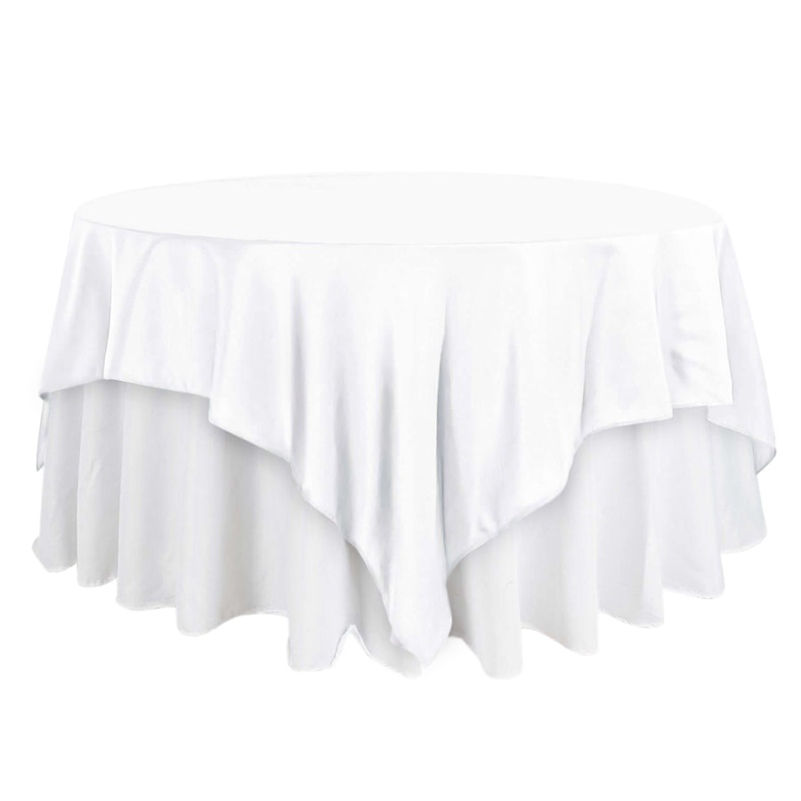 90"x90" White Square Polyester Table Overlay