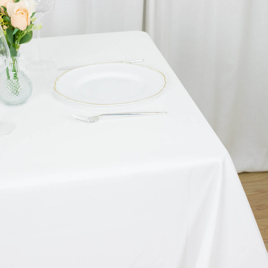 90inch White 200 GSM Seamless Premium Polyester Square Tablecloth