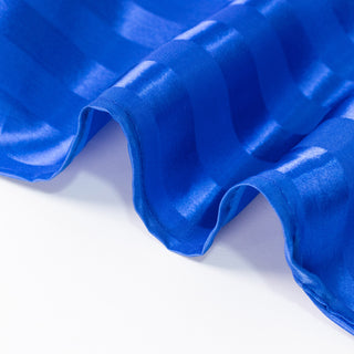 Unveil the Enchantment of the Royal Blue Satin Stripe Seamless Round Tablecloth