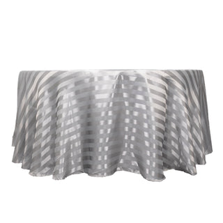 Create Lasting Impressions with the Silver Satin Stripe Tablecloth