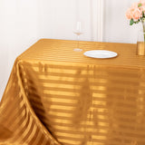 90x132inch Gold Satin Stripe Seamless Rectangular Tablecloth