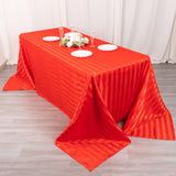 90x132inch Red Satin Stripe Seamless Rectangular Tablecloth