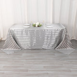 90x132inch Silver Satin Stripe Seamless Rectangular Tablecloth