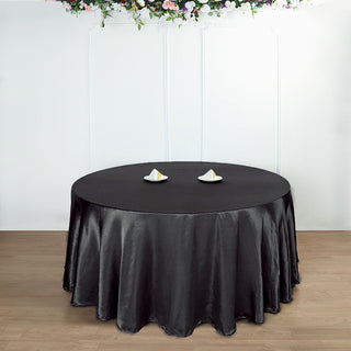 Enhance Your Black Table Decor with a Seamless Satin Tablecloth