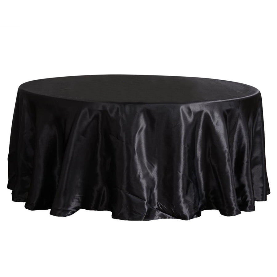 108" Black Satin Round Tablecloth
