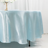 108inch Light Blue Smooth Seamless Satin Round Tablecloth