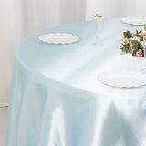 108inch Light Blue Smooth Seamless Satin Round Tablecloth