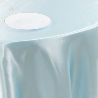 <h3 style="margin-left:0px;"><strong>Seamless Light Blue Satin Round Tablecloth: The Key to a Perfect Table Setting</strong>