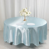 108inch Light Blue Smooth Seamless Satin Round Tablecloth