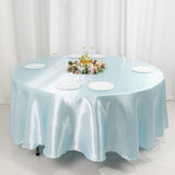 108inch Light Blue Smooth Seamless Satin Round Tablecloth